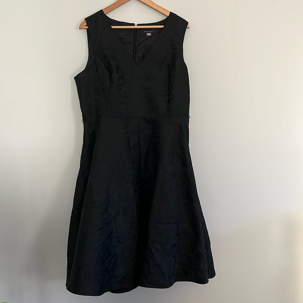 Black Dress with Black Shiny Floral Design